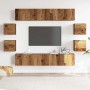 Conjunto de mueble de TV 8 piezas montado la pared madera vieja en Muebles TV | Comprar online en Foru.es