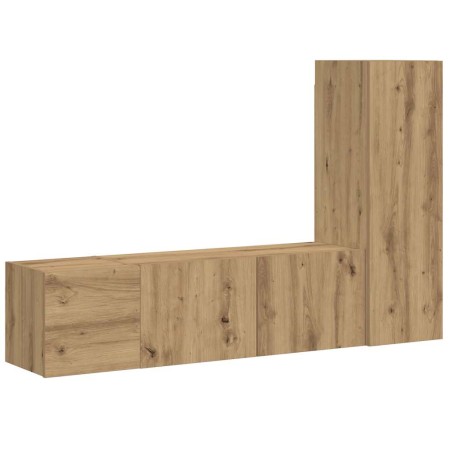 Muebles de TV de pared 3 uds madera ingeniería roble artesanal en Muebles TV | Comprar online en Foru.es