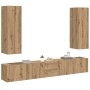 Muebles de TV de pared 5 uds madera ingeniería roble artesanal en Muebles TV | Comprar online en Foru.es
