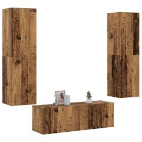 Muebles de TV de pared 3 uds madera vieja madera de ingeniería en Muebles TV | Comprar online en Foru.es