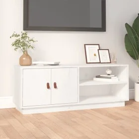 Mueble de TV de madera maciza de pino blanco 105x34x40 cm de vidaXL, Muebles TV - Ref: Foro24-818221, Precio: 62,86 €, Descue...