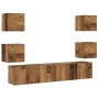 Muebles de TV de pared 6 uds madera vieja madera de ingeniería en Muebles TV | Comprar online en Foru.es