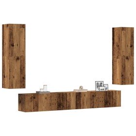 Muebles de TV de pared 4 uds madera vieja madera de ingeniería en Muebles TV | Comprar online en Foru.es