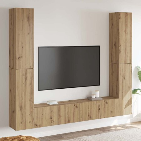 Muebles de TV de pared 6 uds madera ingeniería roble artesanal en Muebles TV | Comprar online en Foru.es