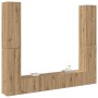 Muebles de TV de pared 6 uds madera ingeniería roble artesanal en Muebles TV | Comprar online en Foru.es