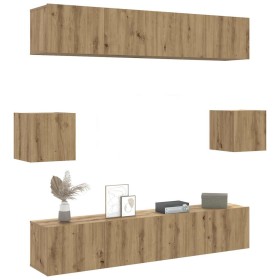 Mueble para TV de pared madera contrachapada artesanal 6 piezas en Muebles TV | Comprar online en Foru.es