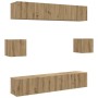 Mueble para TV de pared madera contrachapada artesanal 6 piezas en Muebles TV | Comprar online en Foru.es