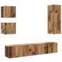 Conjunto de mueble de TV 5 piezas montado la pared madera vieja en Muebles TV | Comprar online en Foru.es