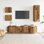 Conjunto de mueble de TV 5 piezas montado la pared madera vieja en Muebles TV | Comprar online en Foru.es