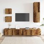 Conjunto de mueble de TV 5 piezas montado la pared madera vieja en Muebles TV | Comprar online en Foru.es