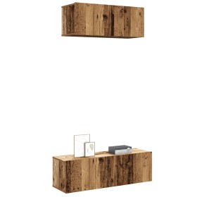 Conjunto de mueble de TV 2 piezas montado la pared madera vieja en Muebles TV | Comprar online en Foru.es
