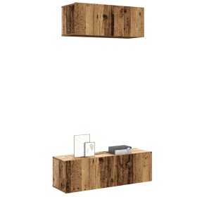 Conjunto de mueble de TV 2 piezas montado la pared madera vieja en Muebles TV | Comprar online en Foru.es