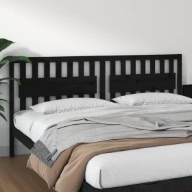 Solid black pine wood bed headboard 205.5x4x100 cm by vidaXL, Headboards and footboards - Ref: Foro24-818594, Price: 53,99 €,...