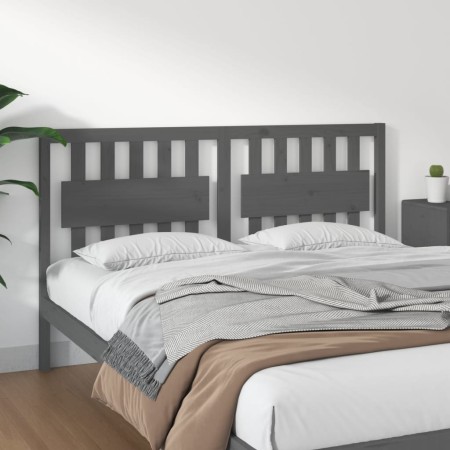 Cabecero de cama madera maciza de pino gris 165,5x4x100 cm de vidaXL, Cabeceros y pies de cama - Ref: Foro24-818582, Precio: ...