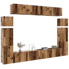 Conjunto de mueble de TV 8 piezas montado la pared madera vieja en Muebles TV | Comprar online en Foru.es