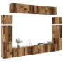 Conjunto de mueble de TV 8 piezas montado la pared madera vieja en Muebles TV | Comprar online en Foru.es