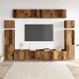 Conjunto de mueble de TV 8 piezas montado la pared madera vieja en Muebles TV | Comprar online en Foru.es