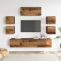 Conjunto de mueble de TV 7 piezas montado la pared madera vieja en Muebles TV | Comprar online en Foru.es