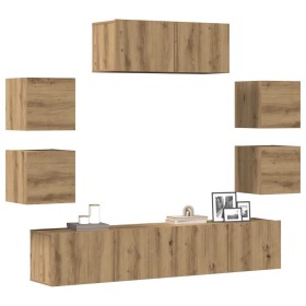 Mueble para TV de pared madera contrachapada artesanal 7 piezas en Muebles TV | Comprar online en Foru.es