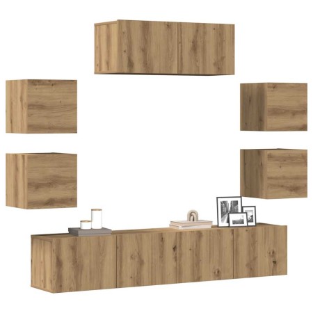 Mueble para TV de pared madera contrachapada artesanal 7 piezas en Muebles TV | Comprar online en Foru.es