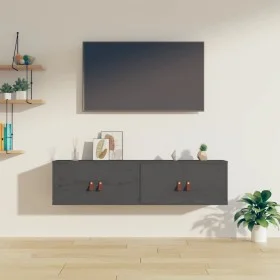 Wall cabinets 2 pcs solid gray pine wood 60x30x30 cm by vidaXL, Shelves and shelves - Ref: Foro24-818370, Price: 94,76 €, Dis...