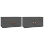 Armarios de pared 2 uds madera maciza de pino gris 60x30x30 cm de vidaXL, Estantes y estanterías - Ref: Foro24-818370, Precio...