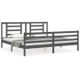 Estructura de cama con cabecero madera maciza gris 200x200 cm de vidaXL, Camas y somieres - Ref: Foro24-3194723, Precio: 172,...