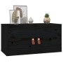 Armarios de pared 2 uds madera maciza de pino negro 60x30x30 cm de vidaXL, Estantes y estanterías - Ref: Foro24-818374, Preci...