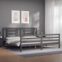 Estructura de cama con cabecero madera maciza gris 200x200 cm de vidaXL, Camas y somieres - Ref: Foro24-3194723, Precio: 172,...