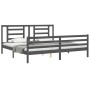 Estructura de cama con cabecero madera maciza gris 200x200 cm de vidaXL, Camas y somieres - Ref: Foro24-3194723, Precio: 172,...