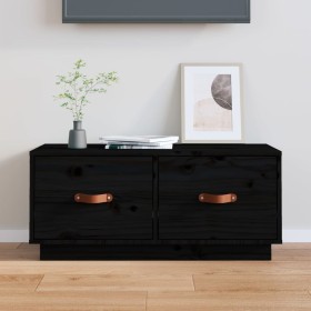 Mueble de TV de madera maciza de pino negro 80x34x35 cm de vidaXL, Muebles TV - Ref: Foro24-818244, Precio: 72,07 €, Descuent...