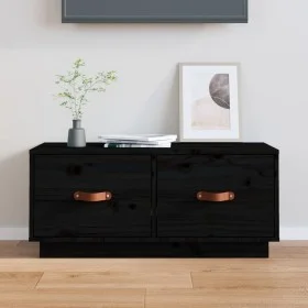 Mueble de TV de madera maciza de pino negro 80x34x35 cm de vidaXL, Muebles TV - Ref: Foro24-818244, Precio: 71,27 €, Descuent...