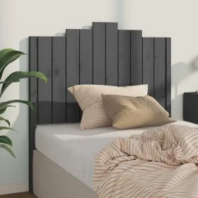 Cabecero de cama madera maciza de pino gris 106x4x110 cm de vidaXL, Cabeceros y pies de cama - Ref: Foro24-818457, Precio: 53...