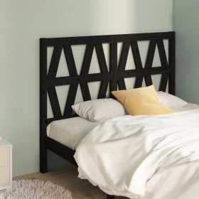 Solid black pine wood bed headboard 146x4x100 cm by vidaXL, Headboards and footboards - Ref: Foro24-818624, Price: 41,72 €, D...