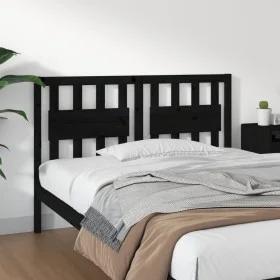 Cabecero de cama madera maciza de pino negro 125,5x4x100 cm de vidaXL, Cabeceros y pies de cama - Ref: Foro24-818564, Precio:...