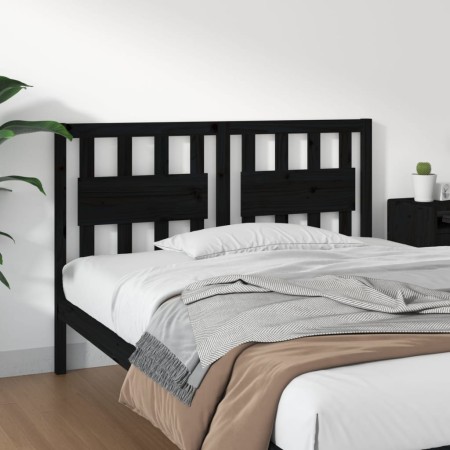 Cabecero de cama madera maciza de pino negro 125,5x4x100 cm de vidaXL, Cabeceros y pies de cama - Ref: Foro24-818564, Precio:...