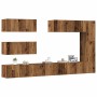 Conjunto de mueble de TV 7 piezas montado la pared madera vieja en Muebles TV | Comprar online en Foru.es