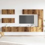 Conjunto de mueble de TV 7 piezas montado la pared madera vieja en Muebles TV | Comprar online en Foru.es