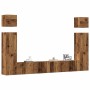 Conjunto de mueble de TV 6 piezas montado la pared madera vieja en Muebles TV | Comprar online en Foru.es