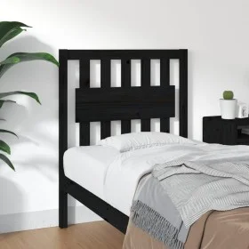 Solid black pine wood bed headboard 80.5x4x100 cm by vidaXL, Headboards and footboards - Ref: Foro24-818549, Price: 42,69 €, ...