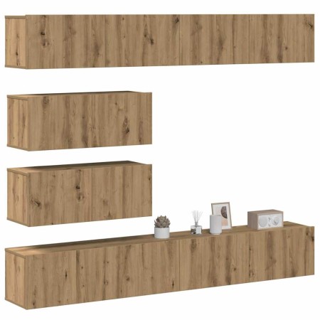 Mueble para TV de pared madera contrachapada artesanal 6 piezas en Muebles TV | Comprar online en Foru.es