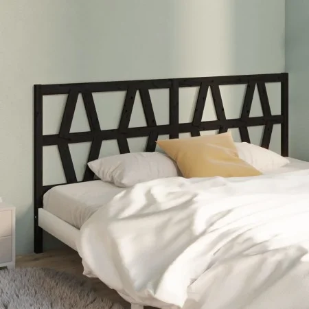 Solid black pine wood bed headboard 206x4x100 cm by vidaXL, Headboards and footboards - Ref: Foro24-818644, Price: 36,91 €, D...