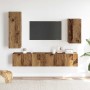 Conjunto de mueble de TV 4 piezas montado la pared madera vieja en Muebles TV | Comprar online en Foru.es