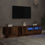 Mueble TV luces LED madera ingeniería envejecida 180x35x40 cm en Muebles TV | Comprar online en Foru.es