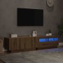 Mueble de TV luces LED madera roble artisan 180x35x40 cm en Muebles TV | Comprar online en Foru.es