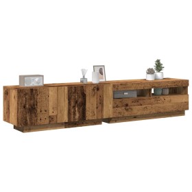 Mueble TV luces LED madera ingeniería envejecida 200x35x40 cm en Muebles TV | Comprar online en Foru.es