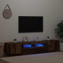 Mueble TV luces LED madera ingeniería envejecida 200x35x40 cm en Muebles TV | Comprar online en Foru.es