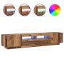 Mueble TV luces LED madera ingeniería envejecida 200x35x40 cm en Muebles TV | Comprar online en Foru.es