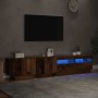 Mueble TV luces LED madera ingeniería envejecida 200x35x40 cm en Muebles TV | Comprar online en Foru.es