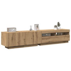 Mueble de TV luces LED madera roble artisan 200x35x40 cm en Muebles TV | Comprar online en Foru.es
